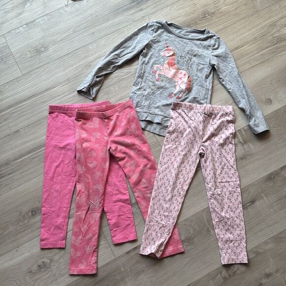 Carter’s Pink Leggings, Unicorn, Hearts, Bundle Set Size 5T - Picture 3 of 9